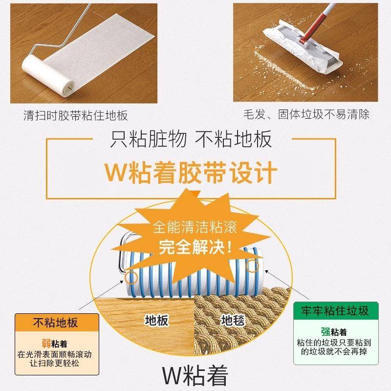 COLOCOLO粘毛器地板衣服除尘可撕式替换纸卷滚筒长杆清洁头发