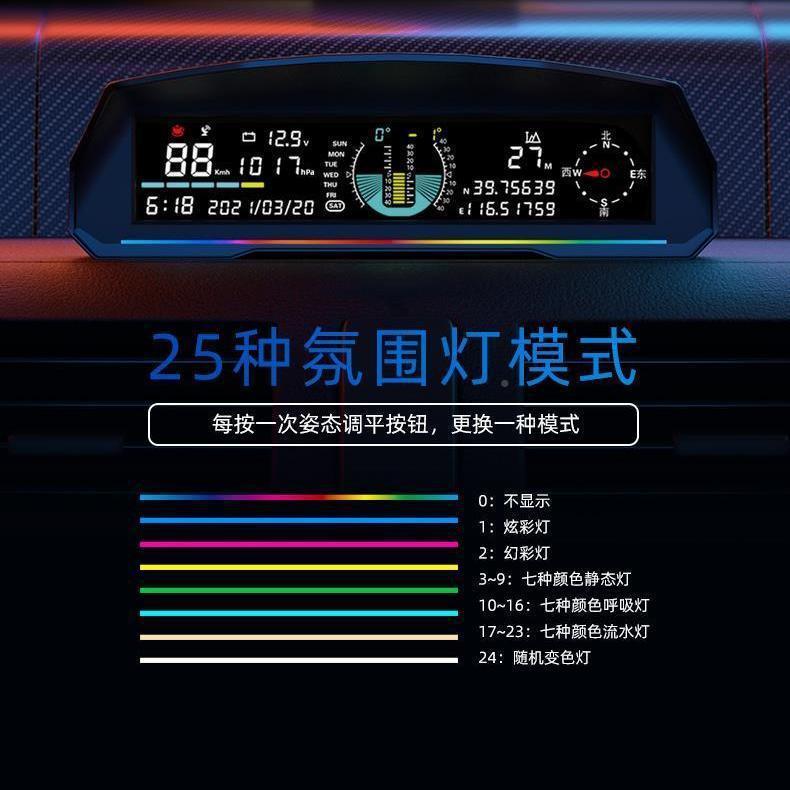 豪迪汽车越野护衡坡仪车平载水平度经纬度海拔高度指南针VLI气压