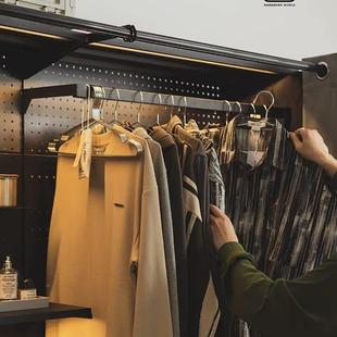 洞洞板简易衣家用卧柜室金YGI属货架艺开放式 铁防带尘帘衣橱家装