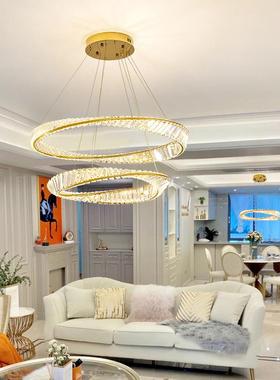 现代轻奢灯圆39681形晶美式简约大家用客厅气灯卧水室餐厅LED吊圆