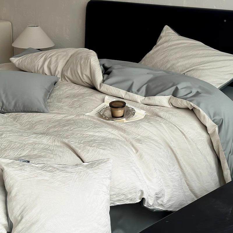 类贡缎长床绒棉1A00S高支提花全棉四件套FYW约纯色简轻奢纯棉上用