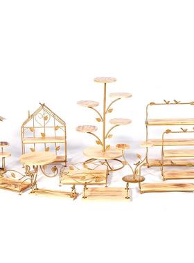 6台B7复古木架质甜品摆件点心子实木蛋糕托F7567MHS盘森林系套装6