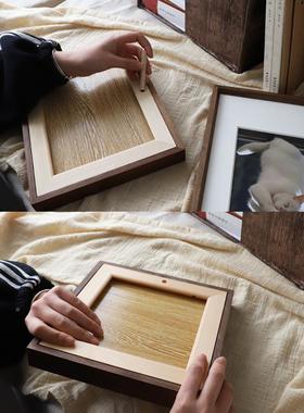 胡桃相框摆台榫卯照片做成黑6寸7寸木8洗OIR寸实木相框胡桃方形相