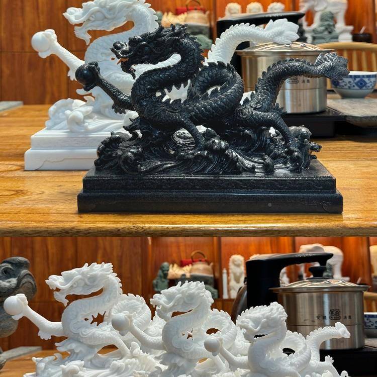 现汉办白杰玉青石龙桌摆件工艺品青龙家XJtb-746居装饰品生肖龙年