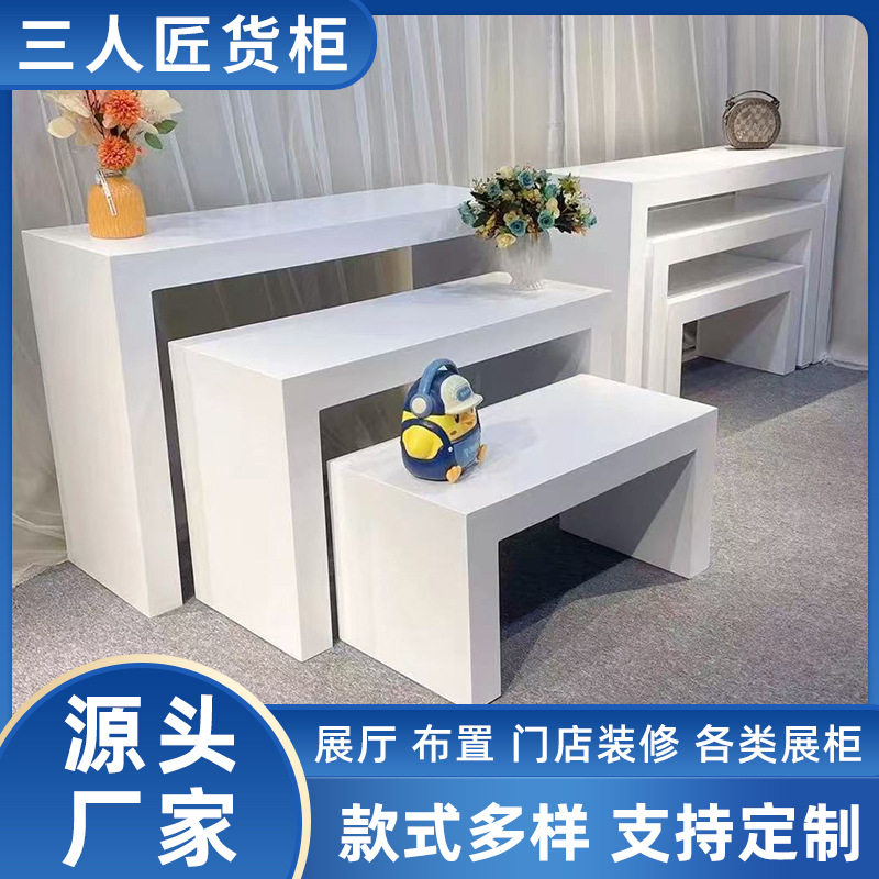 服装店木质烤漆中岛流水台