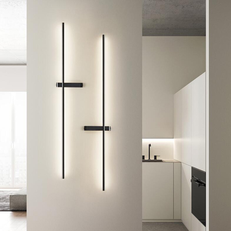 全铜壁灯极简长条客厅格栅灯电视背景墙灯轻奢卧室床头灯2023新款