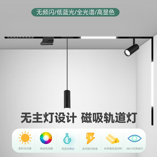 LED全光谱护眼高显无主灯3500K明装嵌入式磁吸轨道筒灯射灯泛光灯