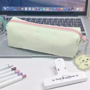 日系高颜值奶油方方面包笔袋初高中女生小清新铅笔袋文具盒收纳袋
