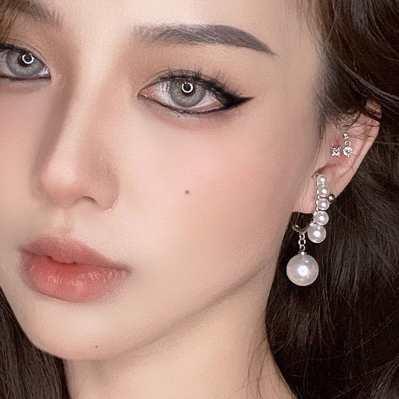 法式时髦高级感弧形珍珠耳坠气质优雅设计耳环简约小众百搭耳饰女