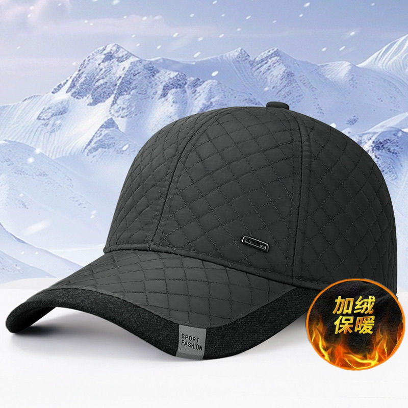 帽子男士冬季爸爸加绒保暖加厚棒球帽中老年冬天护耳鸭舌帽棉帽