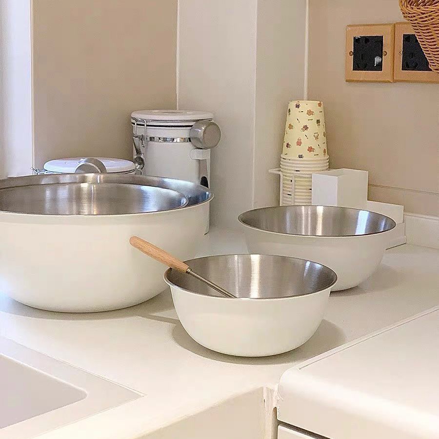 韩式厨房料理盆料理碗带刻度不锈钢烘焙打蛋盆和面洗菜盆沙拉凉拌