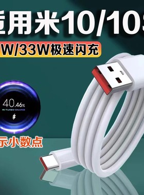 适用小米10s专用6A极速闪充小米10手机充电线xiaomi米10数据线tpyec防折断mi10充电器头tipc套装tapc原正装品