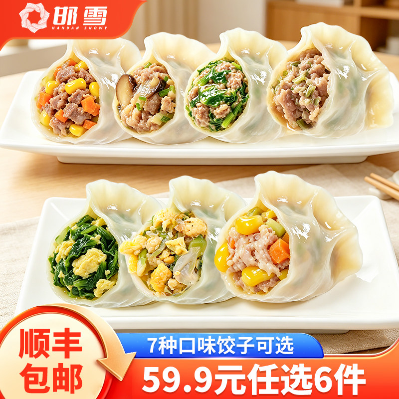 【59元6袋】邯雪清真水饺牛肉荠菜玉米菌菇槐花鸡蛋可蒸煎360g/袋