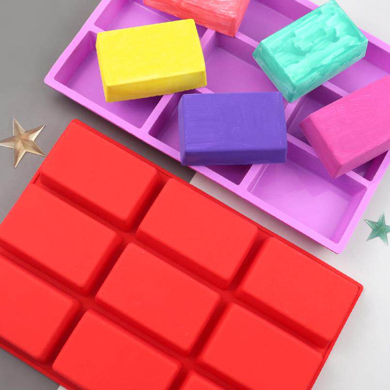 蓝调硅胶手工皂模9连长方块模具蛋糕饼干模巧克力模硅胶烘焙