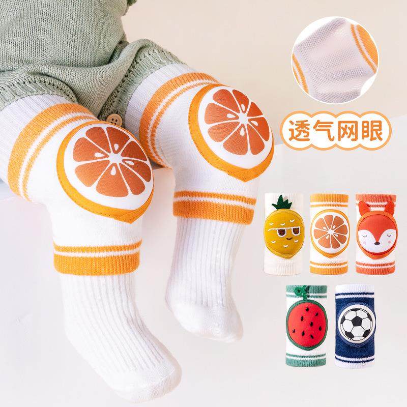 儿童护膝夏季网眼透气婴幼儿学步防摔婴幼童宝宝爬行中筒膝盖