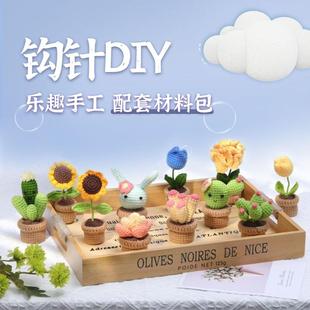 钩针材料包植物盆栽系列DIY摆件手工礼物钩织材料包 定制热卖