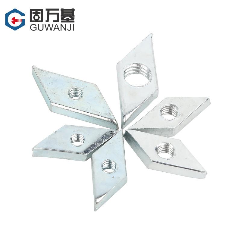 碳钢镀白锌707菱型螺母形螺帽国标铝6型材8配件30型40型M4M5MMm菱