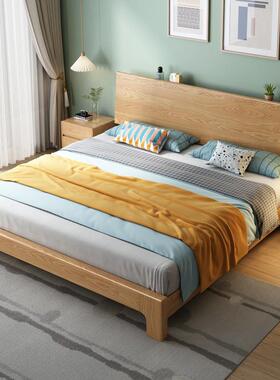 北欧实主木床1.8米现人代简约日式卧双G06卧床1.5米小户型室白蜡