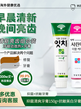 韩国同和扇子牌修护牙膏成人清新口气美白去黄去口臭去烟渍除异味