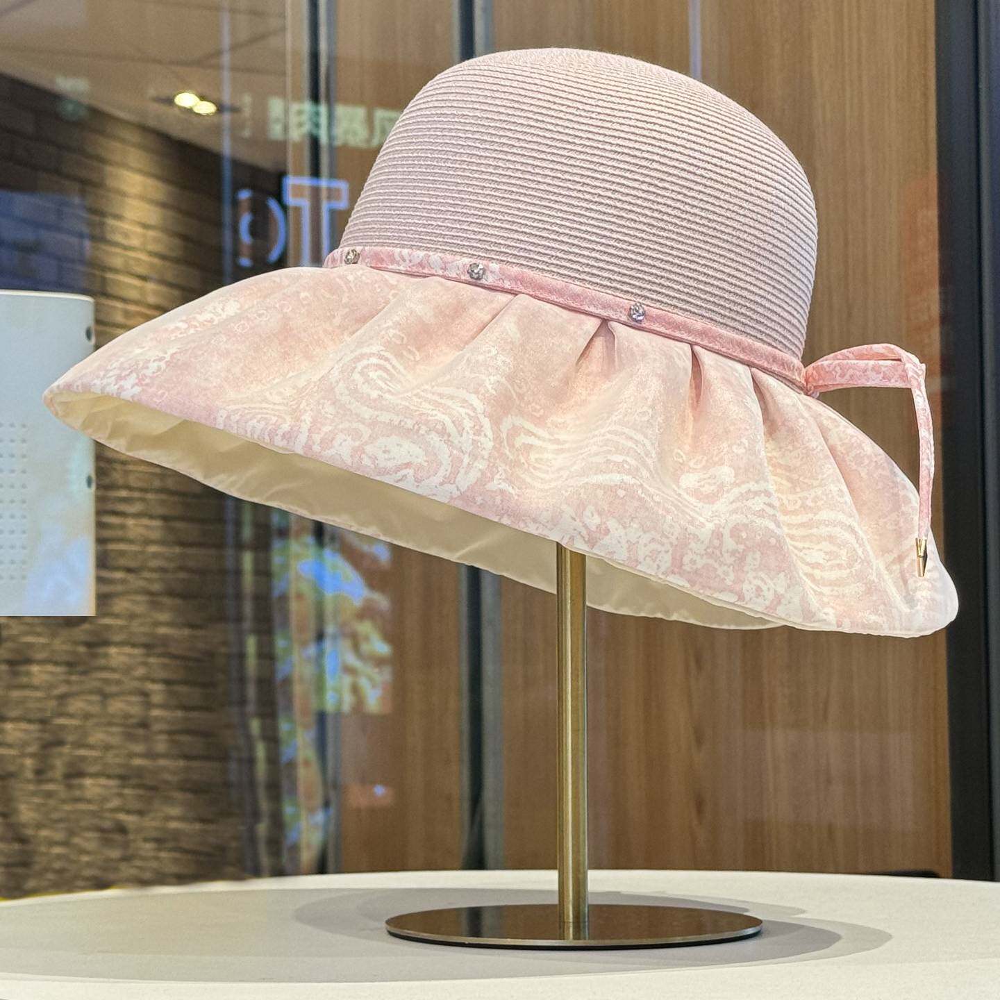 官方旗舰店帽子女款2026新款夏季时尚百搭渔夫女宽檐显脸小绑带蝴