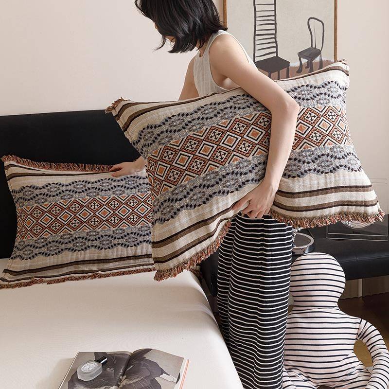 【天猫正品】轻奢纱布枕巾纯棉一对装新款成人家用加厚全棉枕头巾