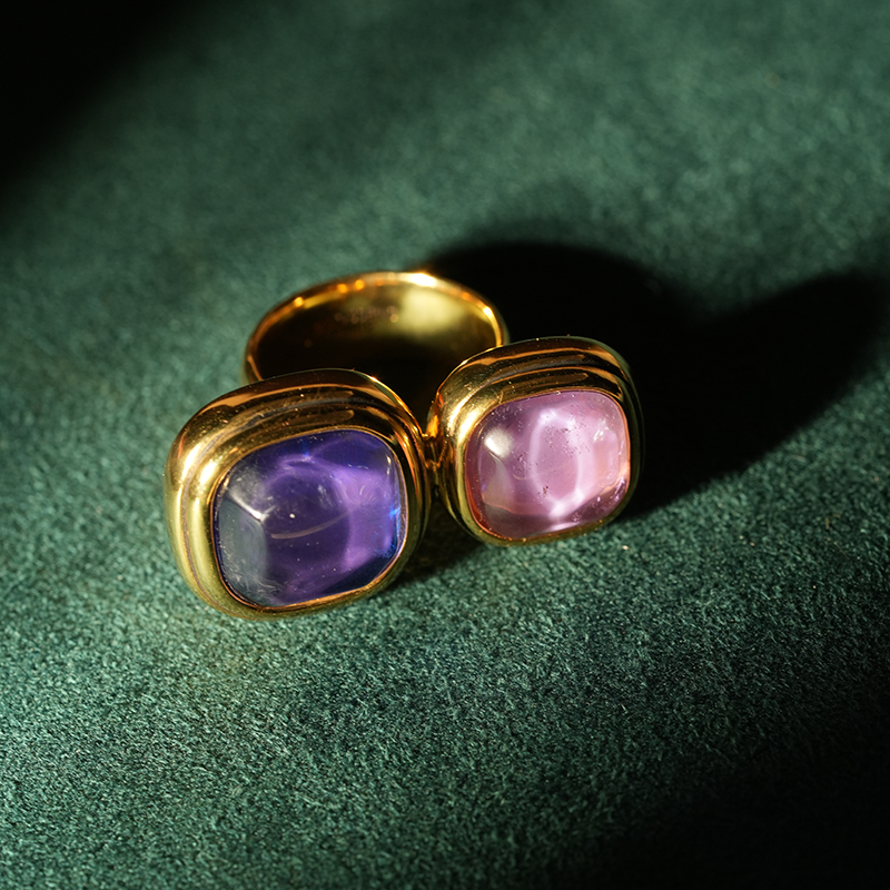 Goossens Paris · 宝蓝色 粉色 岩石水晶 戒指［法国设计师］