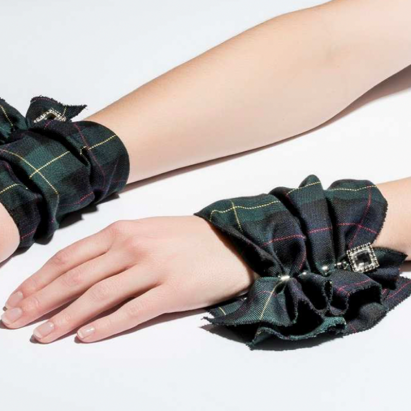 Catherine Osti · Scottish风格软呢 袖饰（绿）［法国设计师］