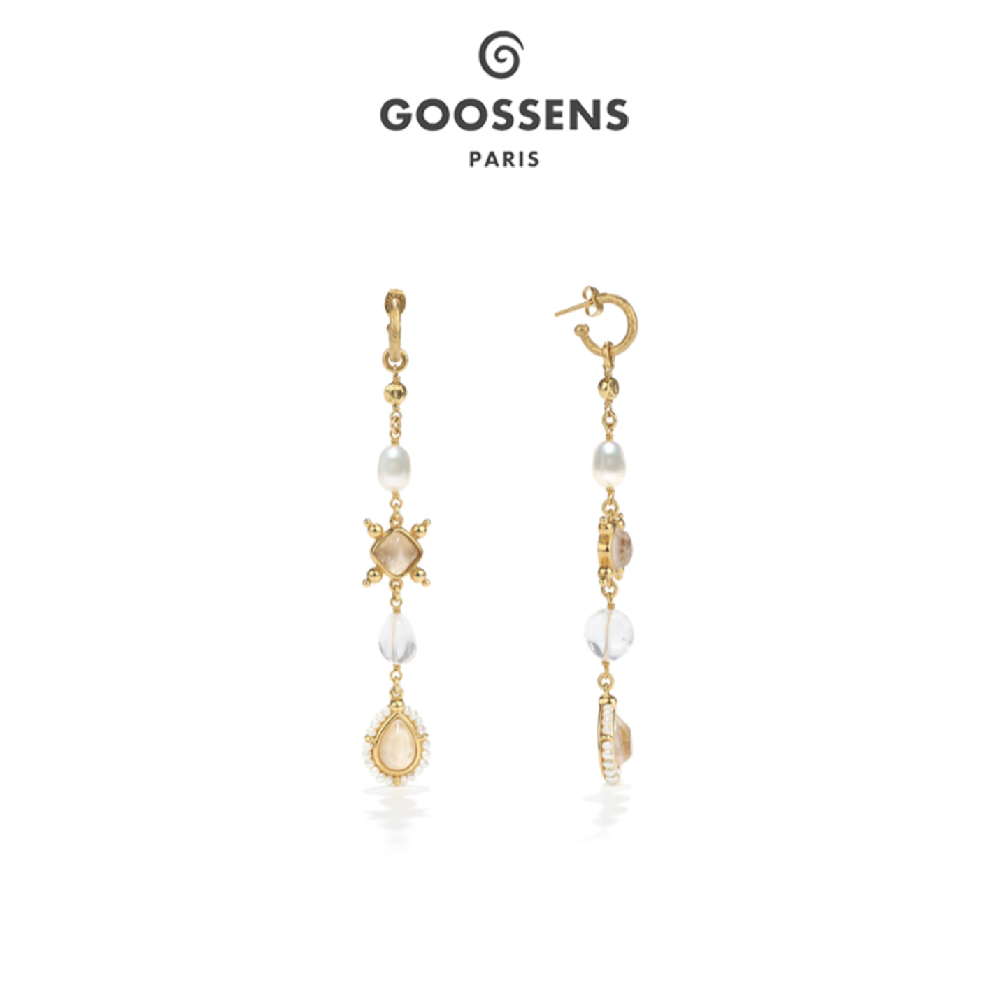 Goossens水晶珍珠长款耳环