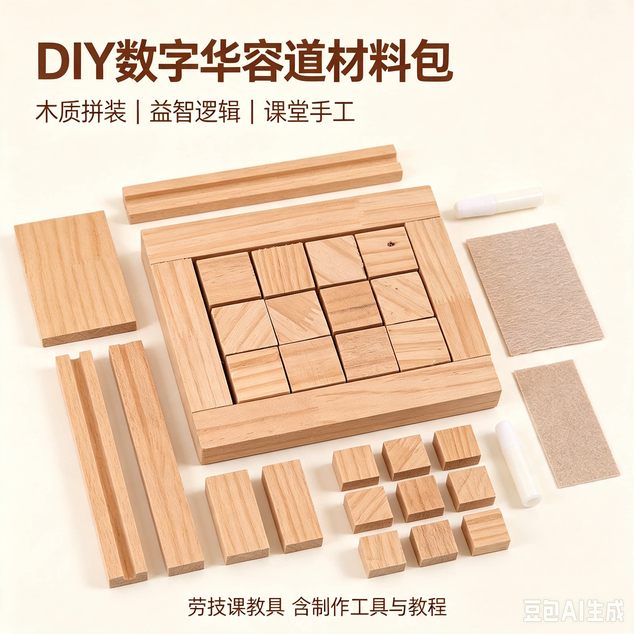 江浙沪劳技课数字华容道制作材料包DIY木制玩具儿童木工手工作业