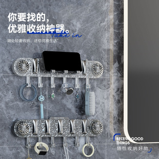 置物架 轻奢吸盘挂钩强力家用浴室卫生间挂勾免打孔毛巾双排壁挂式