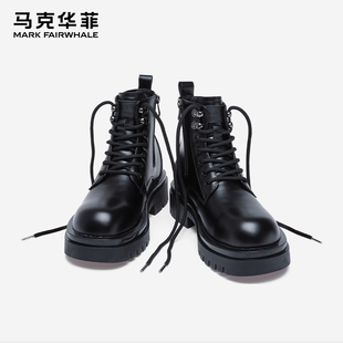 户外登山靴机车靴子 马克华菲马丁靴男款 夏季 新款 骑士黑英伦风男鞋