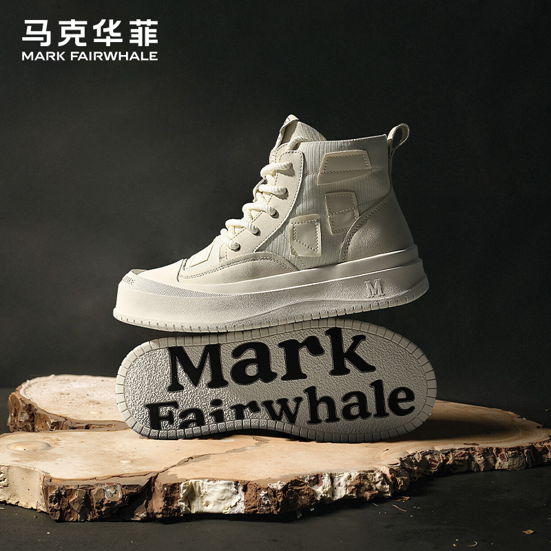 马克华菲2025新款高帮帆布男鞋