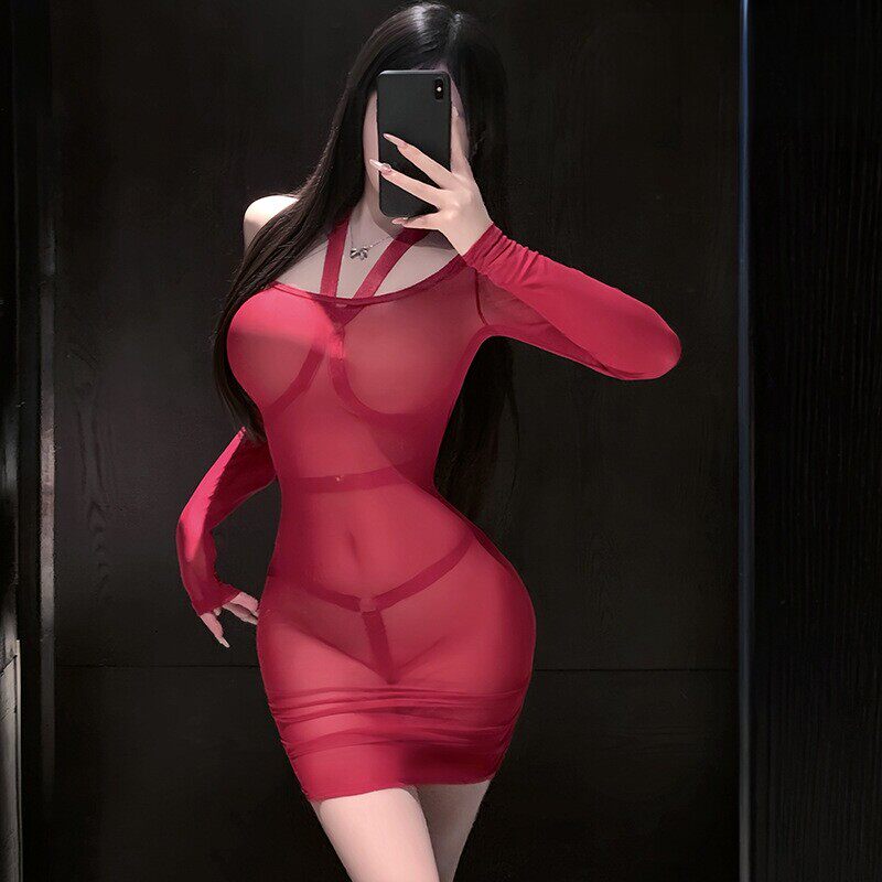 情调内衣性感绳衣捆绑透视网纱连衣包臀裙女制服套装纯欲趣味睡衣