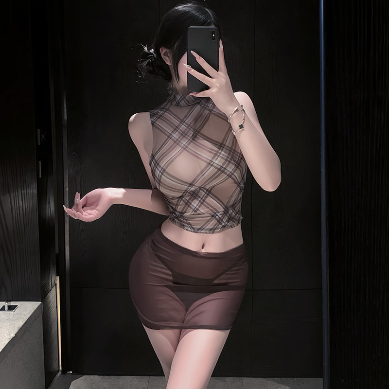 情调内衣性感御姐条格秘书包臀裙女角色扮演纯欲透视睡衣制服套装