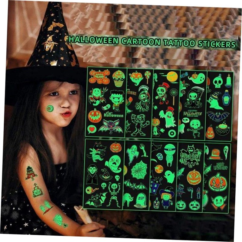 New Glowing Tattoos Stickers Halloween Childrens ZCartoo