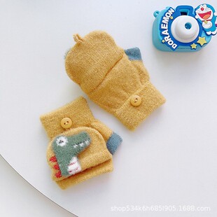0-2岁冬季小宝宝手套男女婴儿不分指翻盖一岁儿童小孩爬行手套