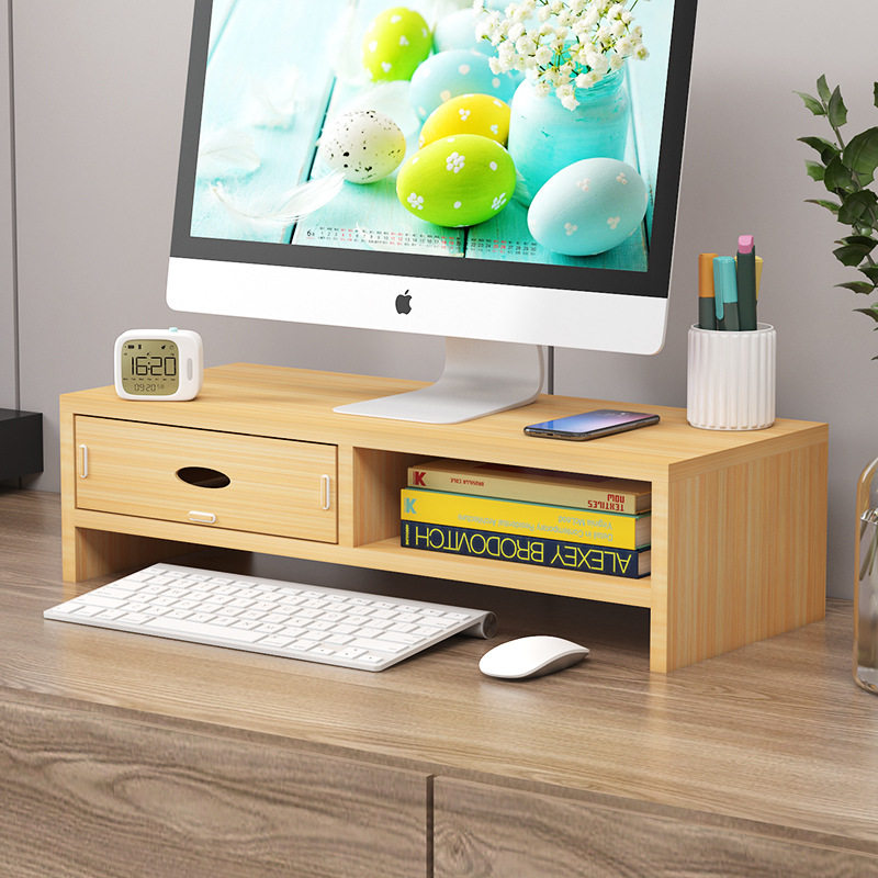 台式电脑增高架带抽屉工位显示器垫高底座办公桌面置物架收纳支架