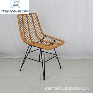 北椅欧时尚铁线藤编餐椅艺LHD-281-简约镂空铁丝客厅家具铁闲藤编