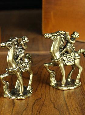 纯黄铜马上猴摆件家居饰品纯铜猴子摆件生肖猴铜器马上猴铜马摆件