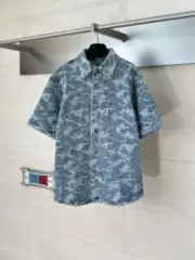 European-Style New High-Quality Camouflage All-Over Jacquard Short-Sleeved Denim Jacket Shirt Loose Casual Trendy Shirt