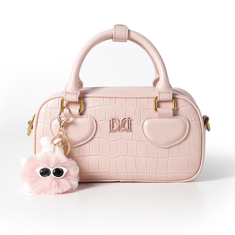 Daphne/达芙妮波士顿包斜挎包女士粉色保龄球包包轻便斜跨包10549