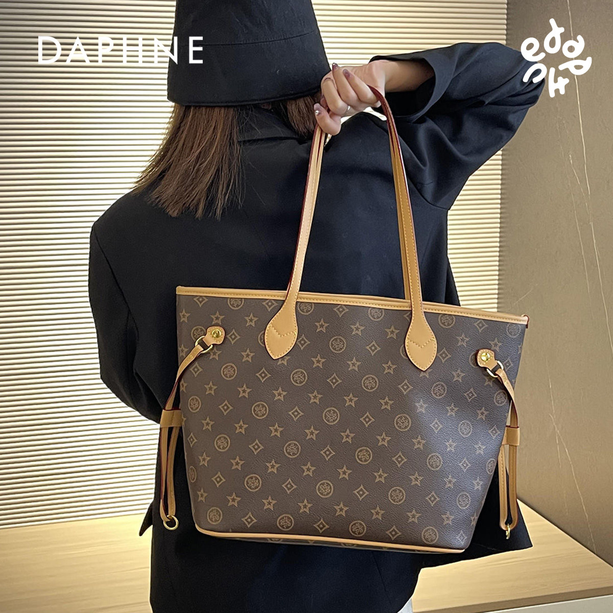 Daphne/达芙妮经典印花百搭腋下手提大容量托特包复古通勤包10333