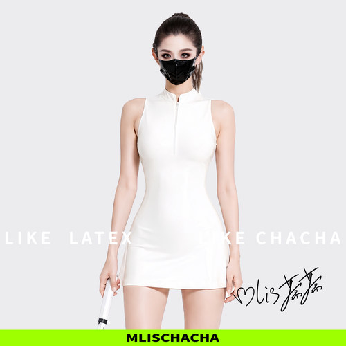 MLISCHACHA-mlis茶茶乳胶运动网球裙短裙定制马来胶片latex时尚