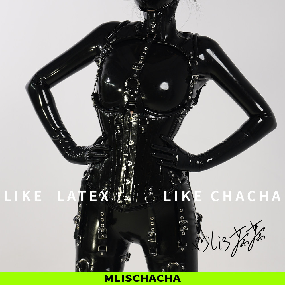 MLISCHACHA-mlis茶茶乳胶重装束缚套装三件套束脖束腰束腿latex
