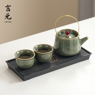 茶具套装 家用个人专用单一两人饮宿舍酒店功夫提梁壶泡茶杯小茶台
