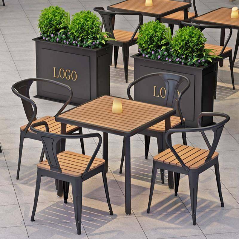 户外桌椅室外庭院花园阳台餐桌塑木防水防晒露天酒吧餐厅成套桌椅