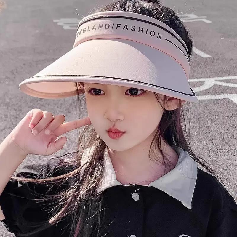 儿童防晒遮阳帽男童可折叠空顶帽女童防紫外线太阳帽可爱大檐帽夏
