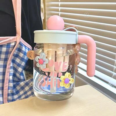 水杯女生玻璃杯办公室夏季高颜值茶水分离新款2025带吸管泡茶杯子