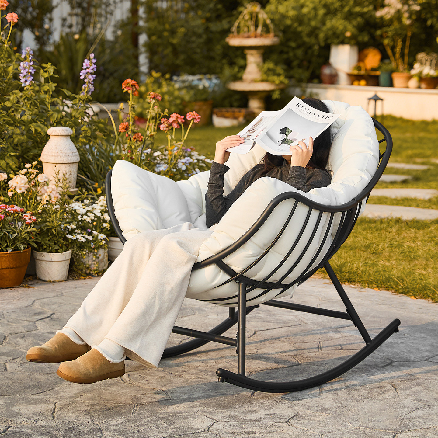 简约现代摇摇椅阳台客厅休闲躺椅卧室家用午睡懒人沙发椅可躺可坐