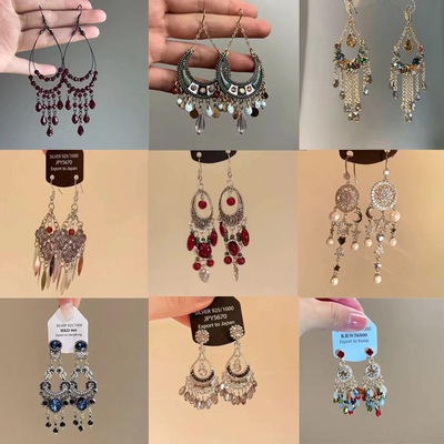 超仙流苏耳夹复古民族波西长款